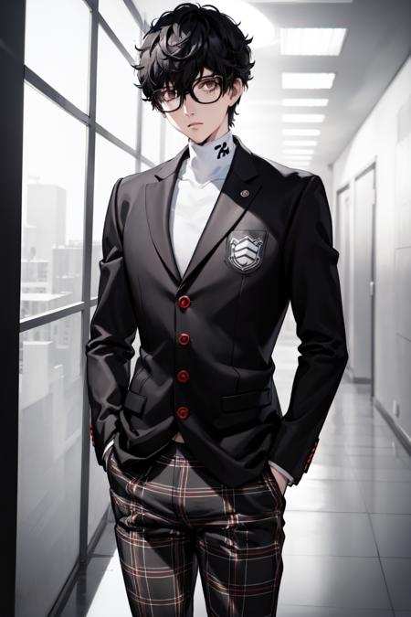 2502142-1817165816-masterpiece, best quality, absurdres, 1boy, solo, AmamiyaRen, glasses, shuujin academy school uniform, plaid pants, turtleneck,.png